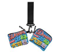 Dream Big Slogan Star Blue - Carteras dobles para mujer, monedero minimalista con llavero y bolsillo con cremallera para el trabajo, viajes, 2 unidades, Dream Big Slogan Star Blue, 1 size, Casual