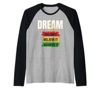 Dream Big Vintage Bandera de Estados Unidos Camiseta Manga Raglan