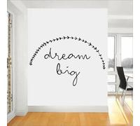 Dream Big Wall Decals de oficina Citas inspiradoras de Decoración del hogar Gimnasio Cultura de empresa Pegatinas de vinilo removibles para las paredes de aula 42x27cm