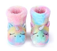 Dream Bridge Zapatillas de Felpa para Niñas Botas de Peluche para Chicas Unicornio Multicolor,30/31EU,Talla L