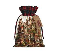 Dream Castle - Bolsa de regalo de Papá Noel, bolsas de tela con cordón, ideal para envolver regalos y celebraciones festivas