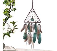 Dream Catcher - Colgante De Plumas Verdes Naturales | Colgante Decorativo Hecho A Mano Americano, Triángulo De Pluma Decorativo Colgante De Pared Misteriosa Para Dormitorio Y Habitación De Los