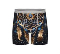 Dream Catcher Feather - Calzoncillos tipo bóxer de pierna larga para hombre, transpirables, elásticos, calzoncillos tipo bóxer Galaxy para hombre, ropa interior cómoda, gris, M