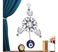 Dream Catcher Good Luck - 25cm Sunflower Moon Star Blue Evil Eye Charm with luckyy Elephant amulett, Aesthetic Hanging Ornament For Car, Nursery, Room, Dorm Home & Office Decor