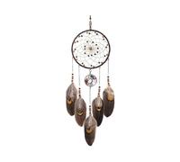 Dream Catcher Tree of Life Brown Native American Handmade Feather for Bedroom Wall Hanging Home Decor Wedding Party Blessing Gift Dia 6"