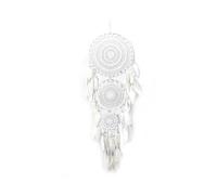 Dream Catcher with 3 Circles, White Lace Feather