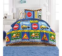 Dream Factory Under Construction - Juego de edredón de Microfibra Ultra Suave, Color Azul Marino