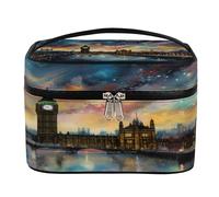 Dream Galaxy Bell Tower - Neceser de viaje de gran capacidad para mujer, con asa y cuerda fija elástica, organizador portátil, Campanario Dream Galaxy, talla única, Neceser de maquillaje