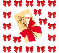 Dream HorseX 20 pcs Lazos de Navidad Rojo, Lazo Brillante Decoración de Fiesta, Lazo de Cinta de Árbol de Navidad, Arcos de Navidad para Corona de Navidad, Boda, Fiesta, Regalo