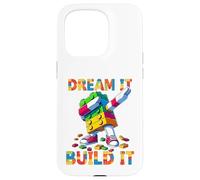 Dream It Build It Funny Blocks Bricks Toy Master Builder Carcasa para iPhone 15 Pro