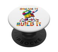 Dream It Build It Funny Blocks Bricks Toy Master Builder PopSockets PopGrip Adhesivo