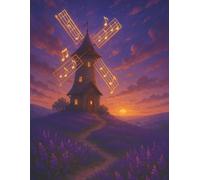 Dream Journal - Musical Windmill Edition: 100 Guided Pages for Dream Reflection, Symbols & Emotions | Ethereal Music-Themed Sunset Cover