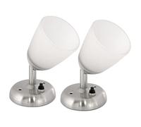 Dream Lighting 2 X Luz de Lectura Camper - Combinación Retro: Cristal y Níquel Arenado - 12V CC 3,1W 150LM Luz LED Blanco Cálido para La Cama de la Autocaravana Caravana Camper Furgoneta