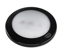 Dream Lighting Luz LED 12V Negro - 4,5W 3000K Cálida Regulable Ultraplana 1cm - Lampara Interior Ø12,7CM IP44 para Caravana Autocaravana Camper Furgoneta Camperizada Barco Caravana