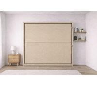 -Dream- Litera Plegable de Pared Que Ahorra Espacio, 2 Camas Individuales, con Escalera y barandilla de Seguridad, 209 x 198 x 35 cm, tapizado en Piel sintética. COLCHONES NO INCLUIDOS (Beige)
