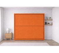 -Dream- Litera Plegable de Pared Que Ahorra Espacio, 2 Camas Individuales, con Escalera y barandilla de Seguridad, 209 x 198 x 35 cm, tapizado en Piel sintética. COLCHONES NO INCLUIDOS (Naranja)