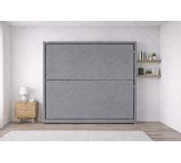 -Dream- Litera Plegable de Pared Que Ahorra Espacio, 2 Camas Individuales, con Escalera y barandilla de Seguridad, 209 x 198 x 35 cm, tapizado en Piel sintética. COLCHONES NO INCLUIDOS (Gris Claro)