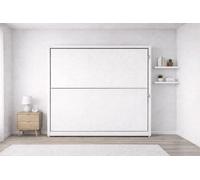 -Dream- Litera Plegable de Pared Que Ahorra Espacio, 2 Camas Individuales, con Escalera y barandilla de Seguridad, 209 x 198 x 35 cm, tapizado en Piel sintética. COLCHONES NO INCLUIDOS (Blanco)