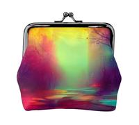 Dream - Monedero de cuero vintage con estampado colorido y elegante monedero pequeño para mujer, monedero mini