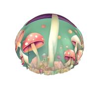 Dream Mushroom - Gorro de ducha de doble capa para mujer, reutilizable, diseño de gran tamaño adecuado para todas las longitudes de cabello, adecuado para niñas, spa y salón en casa.