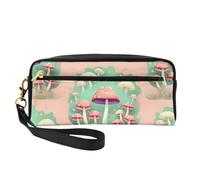 Dream Mushroom - Neceser de maquillaje pequeño, estuche de doble cara de piel sintética