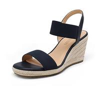 DREAM PAIRS Alpargatas Cuña Mujer de 8cm Sandalias Mujer Zapatos de Tacón Comodos Cordones Elasticas de Tobillo Verano,Size 40,Armada,SDPW222W