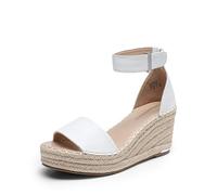 DREAM PAIRS Alpargatas Cuña Mujer Sandalias Mujer Zapatos de Tacón de 7.6cm Comodos Verano,Size 40.5,Blanco,DWUMPS2505