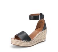 DREAM PAIRS Alpargatas Cuña Mujer Sandalias Mujer Zapatos de Tacón de 7.6cm Comodos Verano,Size 41.5,Negro,DWUMPS2505