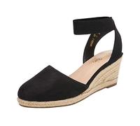 DREAM PAIRS Alpargatas Cuña Plataforma Mujer,Negro,41