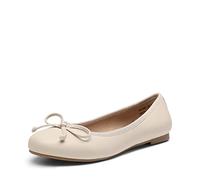 DREAM PAIRS Bailarina Nueva Clásica con Lazo Plana Cómodas Zapatos para Mujer Beige SDFA2203W-E Talla 38 (EUR)