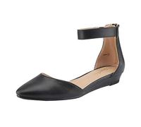 DREAM PAIRS Bailarinas Zapatos Planos Mujer con Correa Tobillo Sndalias Planos Comodas,Size 40.5,Negro/PU,Amiga