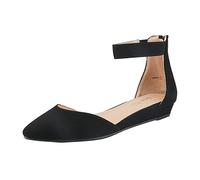 DREAM PAIRS Bailarinas Zapatos Planos Mujer con Correa Tobillo Sndalias Planos Comodas,Size 44,Negro/Nobuk,Amiga