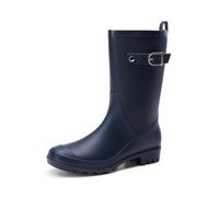 DREAM PAIRS Botas Alta PVC de Agua Mujer con Hebilla Decorativa Zapatos de Lluvia Impermeable Antideslizante Ligero Moda,Size 39,Armada,SDRB2408W-E