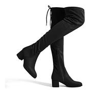 DREAM PAIRS Botas Altas por Encima de la Rodilla para Mujer.,Size 40,Ante/Negro,Laurence-E