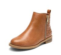 DREAM PAIRS Botas Ankle Niñas | Upper PU suave, recortes estrellas, cremallera lateral, forro acolchado, suela TPR.