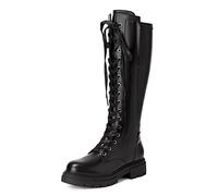 DREAM PAIRS Botas Caña Alta Cordones | Suela gruesa moderna, tacón bloque 3.8cm, cómodas, combinan con faldas y vaqueros.