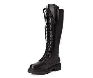 DREAM PAIRS Botas Caña Alta Cordones | Suela gruesa moderna, tacón bloque 3.8cm, cómodas, combinan con faldas y vaqueros.
