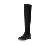 DREAM PAIRS Botas Caña Extra Larga para Mujer con Plataforma Botas por Encima de la Rodilla Tacón Grueso de 6cm Botas de Moda para Mujer,Size 38,Ante Negro,SDOB2406W