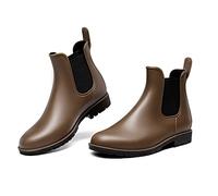 DREAM PAIRS Botas de Agua Mujer Chelsea Zapatos de Lluvia Impermeable Wellington Botines de Goma de Moda Flexible y Antideslizante,Size 40,Marrón,SDRB2201W-E