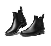 DREAM PAIRS Botas de Agua Mujer Chelsea Zapatos de Lluvia Impermeable Wellington Botines de Goma de Moda Flexible y Antideslizante,Size 38,Negro,SDRB2201W-E