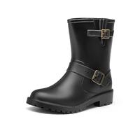 DREAM PAIRS Botas de Agua Mujer Zapatos de Lluvia Impermeable Wellington de PVC con Forro Calido y Suela Antideslizante,Size 38,Negro,SDRB2415W-E