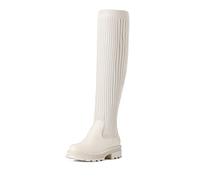 DREAM PAIRS Botas De Caña Extra Larga de Mujer Botas por Arriba de la Rodilla Botas Elástica Invierno Elegantes Y Estilo BEIGE SDOB2201W-E Talla 36 (EUR)