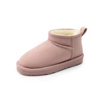 DREAM PAIRS Botas de invierno para niños y niñas, con forro de piel sintética, cálidas, botas cortas para niños pequeños y grandes, Rosado, 5 Big Kid