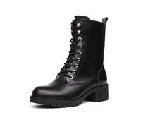 DREAM PAIRS Botas de Media Caña de Moda con Cremallera Botines Mujer Cordones con Tacon Ancho Forro Cálido para Otoño e Invierno NEGRO DMB214-E Talla 40 (EUR)
