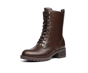 DREAM PAIRS Botas de media pantorrilla de mujer,Size 36,Marrón,DMB214-E