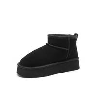 DREAM PAIRS Botas de Nieve de Plataforma para Mujer en Suede Genuino, Botines Mini Resistentes al Agua, Botas Ligeras y Estables Antideslizantes,Size 39,Negro,DWUMSB2501