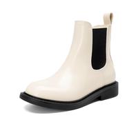 DREAM PAIRS Botas de Tobillo para Niñas con Cremallera Lateral Botines Chelsea de Tacón Bajo Zapatos de Moda para Niñas Pequeñas/Niños Pequeños/Niños Grandes,Size 32,Blanco Negro,KKUMAB2501