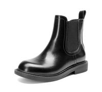 DREAM PAIRS Botas de Tobillo para Niñas con Cremallera Lateral Botines Chelsea de Tacón Bajo Zapatos de Moda para Niñas Pequeñas/Niños Pequeños/Niños Grandes,Size 37.5,Negro,KKUMAB2501