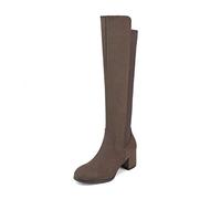 DREAM PAIRS Botas Mujer de Caña Larga hasta Rodilla Invierno con Tacon Ancho Bajo con Cremallera,Size 36,Caqui,Jennifer-3