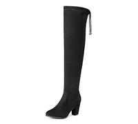 DREAM PAIRS Botas Mujer de Caña Larga por Encima de Rodillas Invierno de Tacon Alto con Cremallera y Cordones Mosqueteras con Forro Calido,Size 39,Negro,HIGHLEG